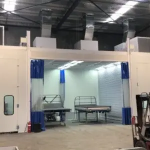 16 metre spray booth for trucks and buses, front view