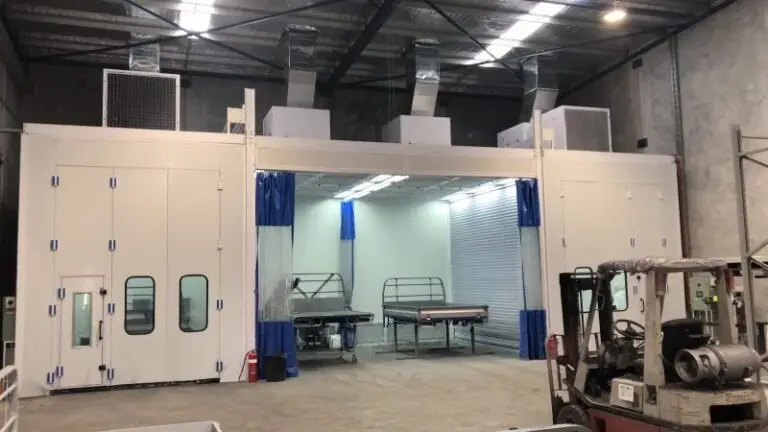 16 metre spray booth for trucks and buses, front view