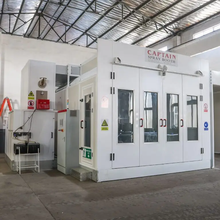 Car spray booth front with control panel