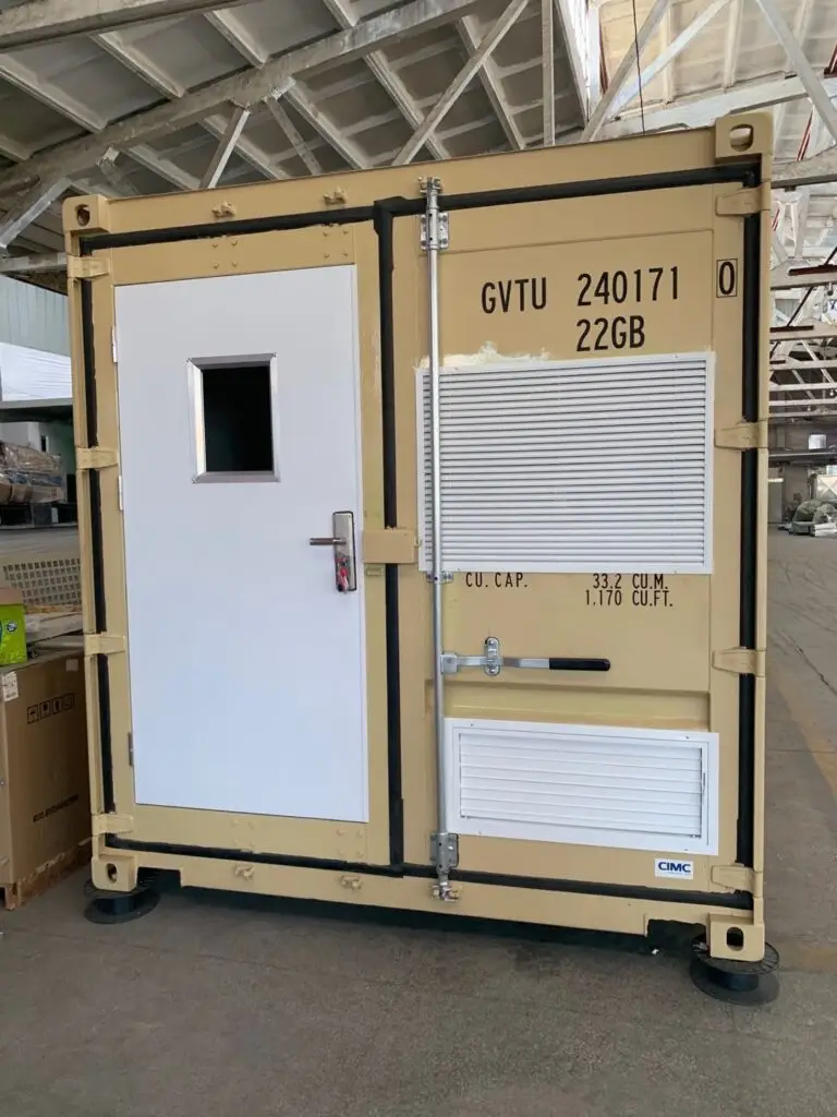 Container paint booth main door and louvres