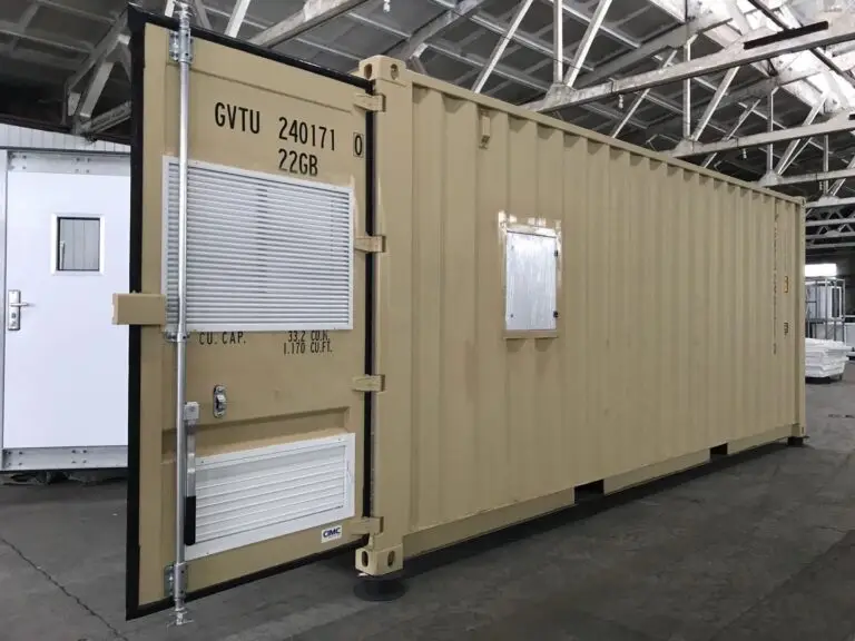 Container paint booth side view