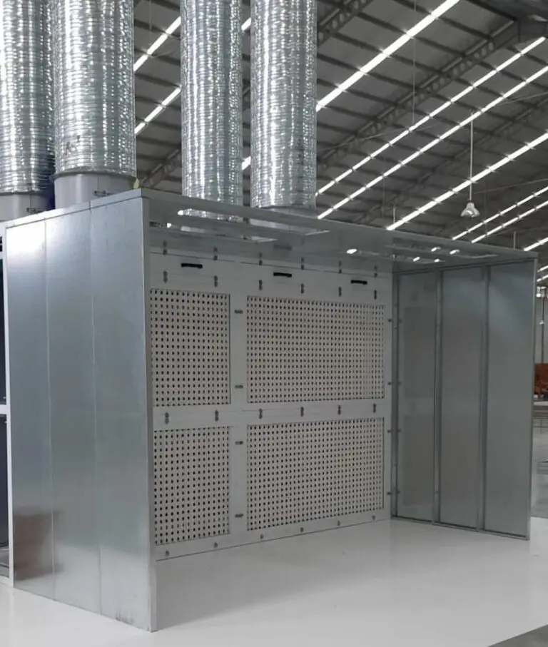 Open front paint booth with side walls