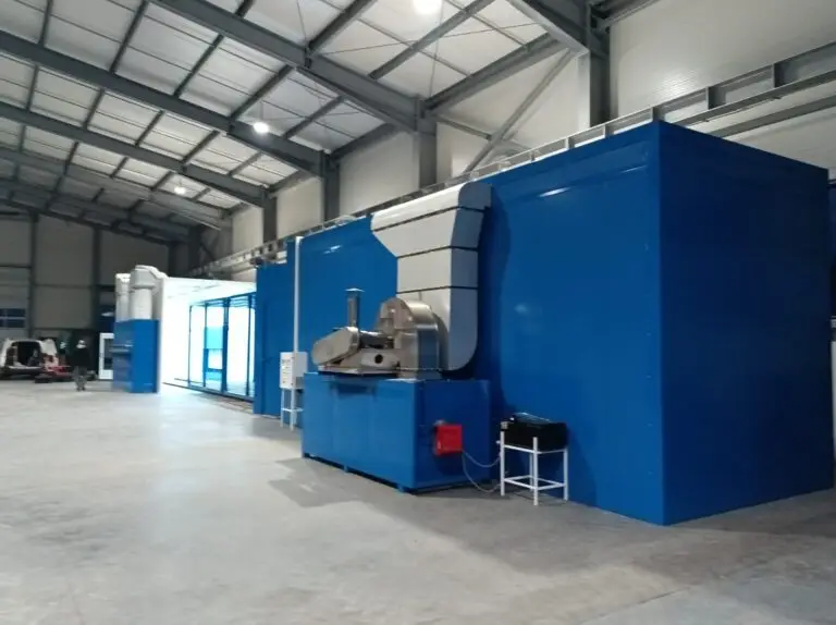 Powder coating booth line