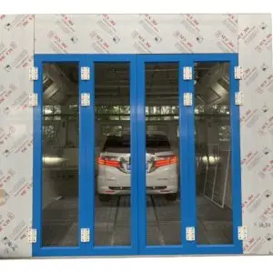 Spray booth with aluminium folding main doors