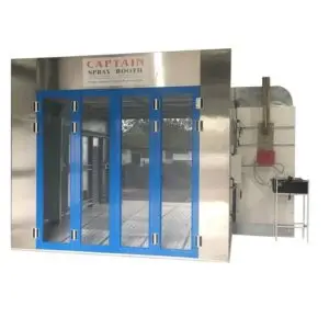 Spray booth with stainless steel main door upgrade