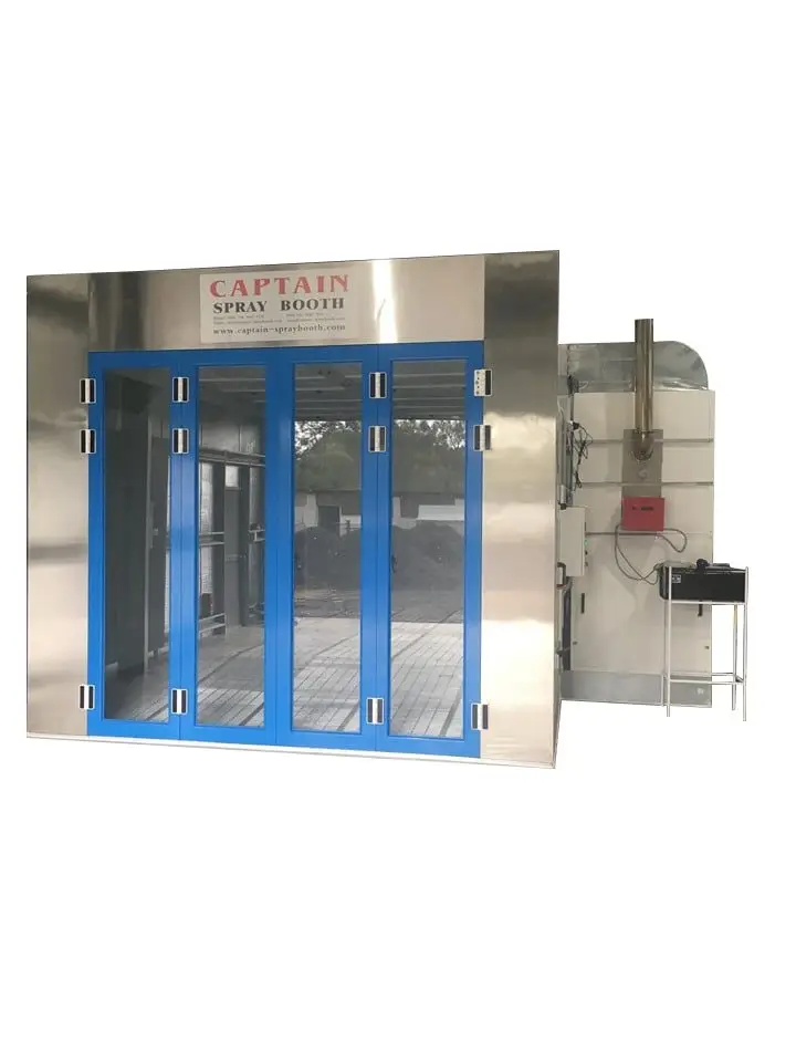 Spray booth with stainless steel main door upgrade